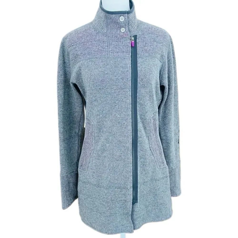 Title Nine Women's Swacket Sweater Jacket Wool Blend, Grey & Purple size S